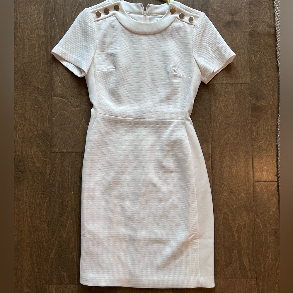 Club Monaco Cream Mini Dress with Gold Accents